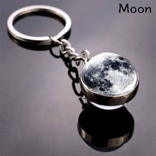 Load image into Gallery viewer, Moon Keychain Solar System Planet Keyrings Galaxy Nebula Space Universe Earth Sun Mars Jupiter Saturn Double Side Glass Ball