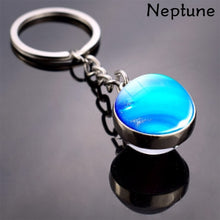 Load image into Gallery viewer, Moon Keychain Solar System Planet Keyrings Galaxy Nebula Space Universe Earth Sun Mars Jupiter Saturn Double Side Glass Ball