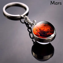 Load image into Gallery viewer, Moon Keychain Solar System Planet Keyrings Galaxy Nebula Space Universe Earth Sun Mars Jupiter Saturn Double Side Glass Ball