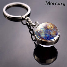 Load image into Gallery viewer, Moon Keychain Solar System Planet Keyrings Galaxy Nebula Space Universe Earth Sun Mars Jupiter Saturn Double Side Glass Ball