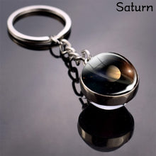 Load image into Gallery viewer, Moon Keychain Solar System Planet Keyrings Galaxy Nebula Space Universe Earth Sun Mars Jupiter Saturn Double Side Glass Ball