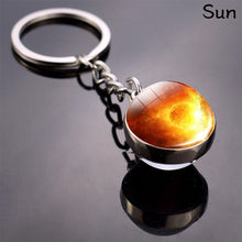 Load image into Gallery viewer, Moon Keychain Solar System Planet Keyrings Galaxy Nebula Space Universe Earth Sun Mars Jupiter Saturn Double Side Glass Ball