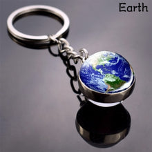 Load image into Gallery viewer, Moon Keychain Solar System Planet Keyrings Galaxy Nebula Space Universe Earth Sun Mars Jupiter Saturn Double Side Glass Ball