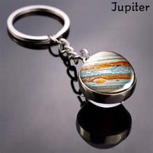 Load image into Gallery viewer, Moon Keychain Solar System Planet Keyrings Galaxy Nebula Space Universe Earth Sun Mars Jupiter Saturn Double Side Glass Ball