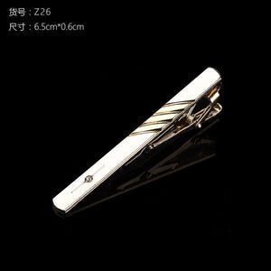Hot Sale New Tie Clips Men's  Metal Necktie Bar Crystal Formal Dress Shirt Wedding Ceremony  Gold  Tie Clip